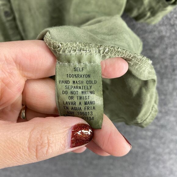 Adree Unit Shirt Dress Women S Small Green Short Button Up  Long Sleeve Rayon - Picture 6 of 9